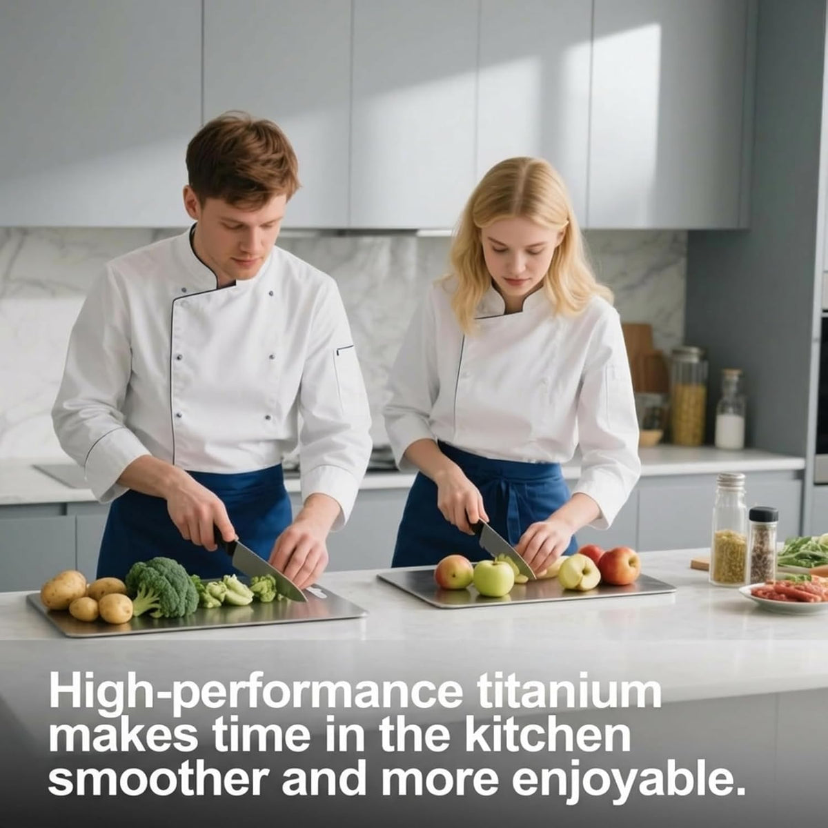 Titanium Cutting Board - 100% Pure Titanium Cutting Boards, Food-Grade, Non-Slip Surface, Dishwasher Safe, for Elegant Serving Tray for Kitchen, Charcuterie, Meat, Vegetables, Easy Clean, 13.4"X9"
