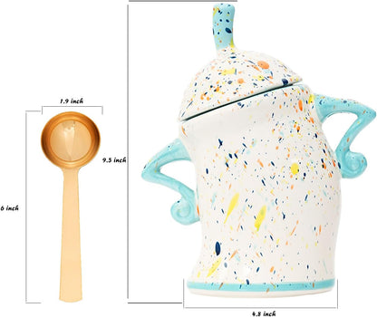 Sassy Handmade Ceramic Storage Canister with Attitude, Airtight Coffee Kitchen Canister for Sugar, Flour, Tea,Nuts (Cyan)