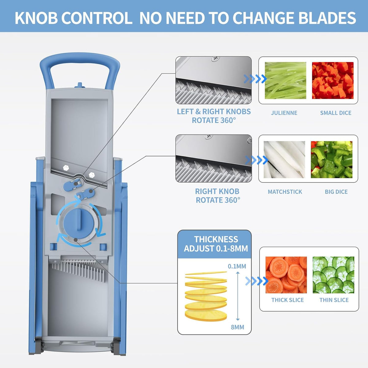 Safe Mandoline Slicer for Kitchen, Adjustable Potato Slicer Pro