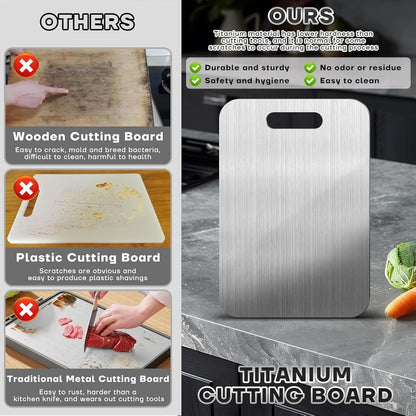 Titanium Cutting Board - 100% Pure Titanium Cutting Boards, Food-Grade, Non-Slip Surface, Dishwasher Safe, for Elegant Serving Tray for Kitchen, Charcuterie, Meat, Vegetables, Easy Clean, 13.4"X9"