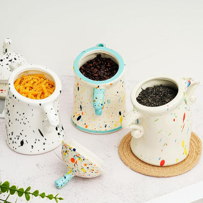 Sassy Handmade Ceramic Storage Canister with Attitude, Airtight Coffee Kitchen Canister for Sugar, Flour, Tea,Nuts (Cyan)