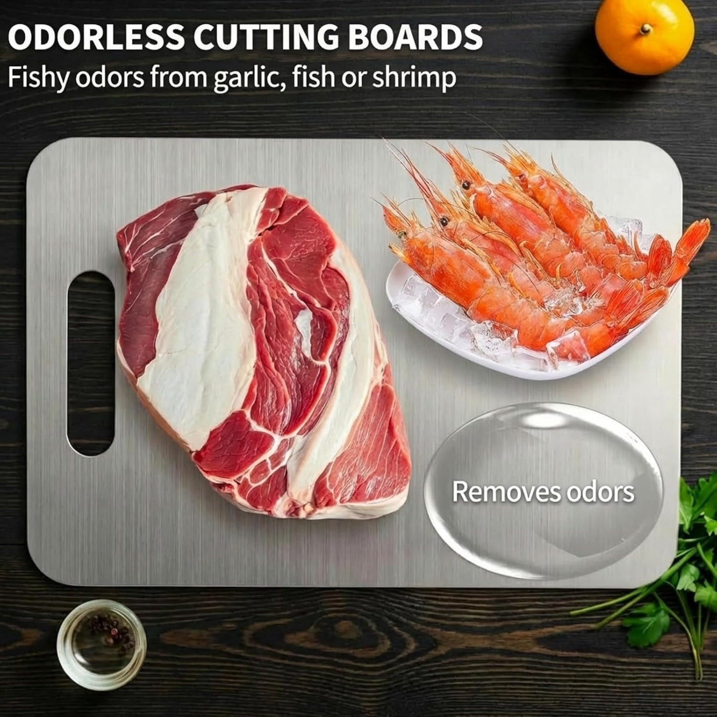 Titanium Cutting Board - 100% Pure Titanium Cutting Boards, Food-Grade, Non-Slip Surface, Dishwasher Safe, for Elegant Serving Tray for Kitchen, Charcuterie, Meat, Vegetables, Easy Clean, 13.4"X9"