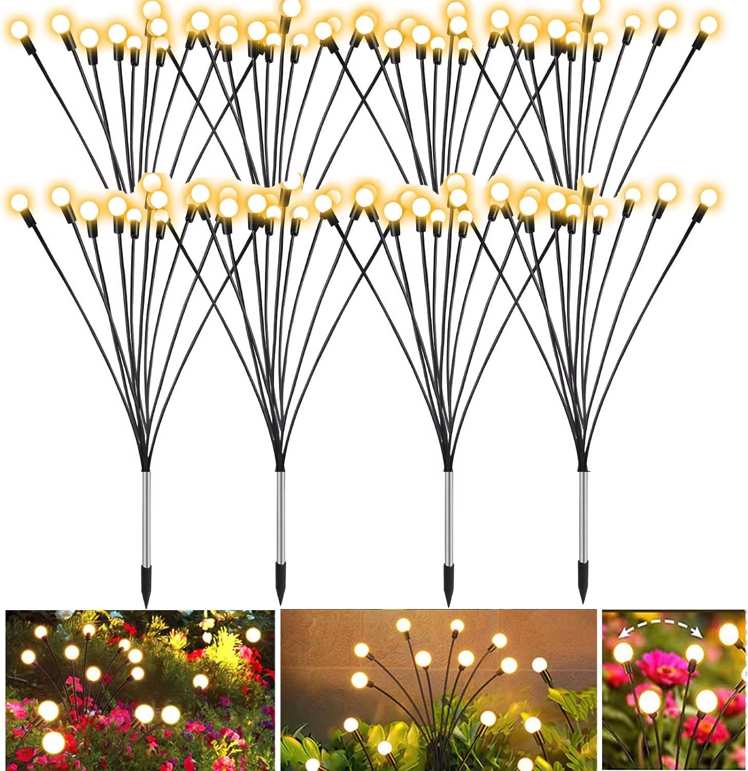 Outdoor Lights Solar Lawn Lamp Garden Lamp LED Wind-Driven Firefly Ground Plug Lamp for Garden Lawn Landscape Holiday Light