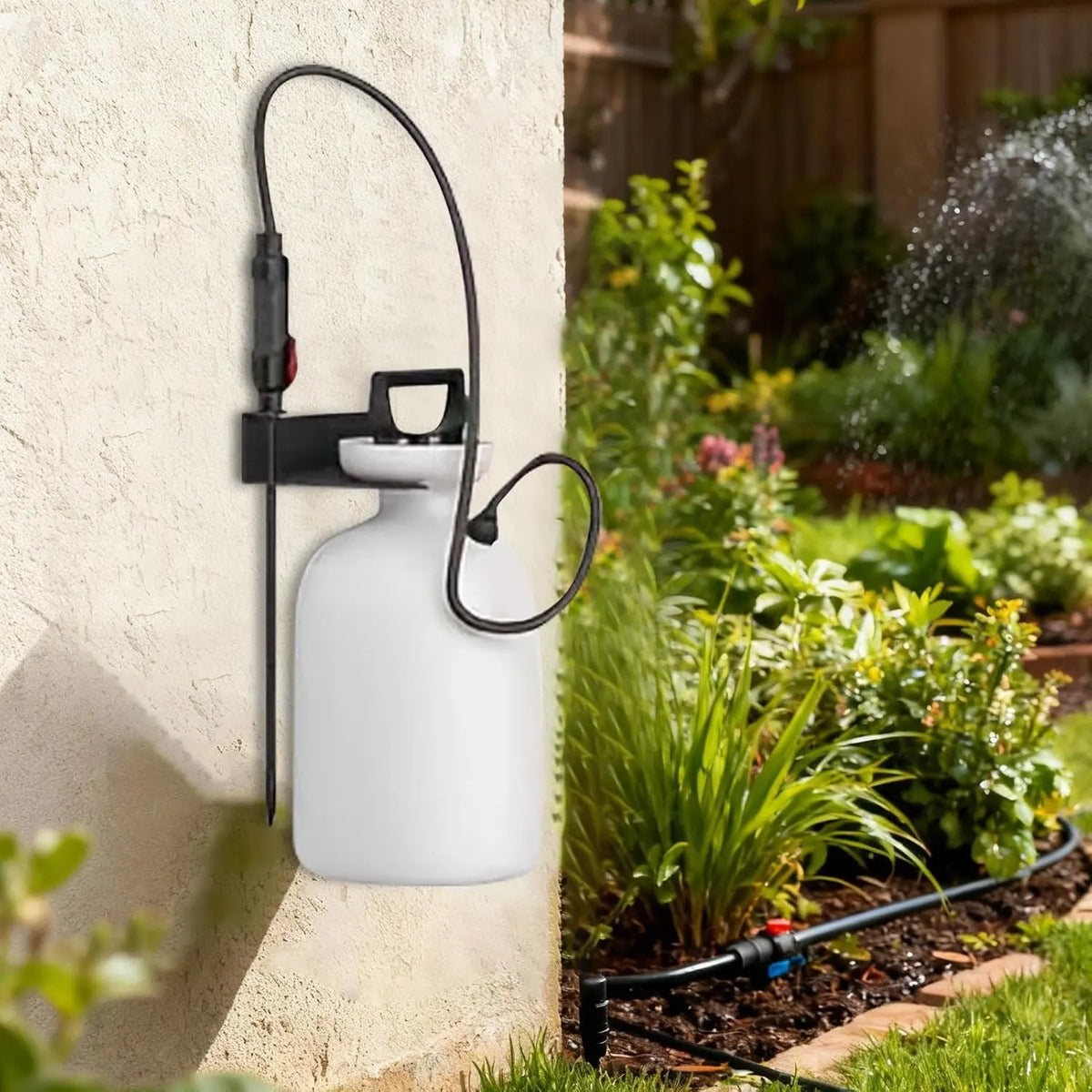 2Pcs Wall Mounted Spray Bottle Holder - Lightweight Tool Organizer with Multi-Function Hooks (Wall, Home Organizer, Hose), Zoned Storage Bracket for Garage, Lawn Care Outdoor Tool Hold Use